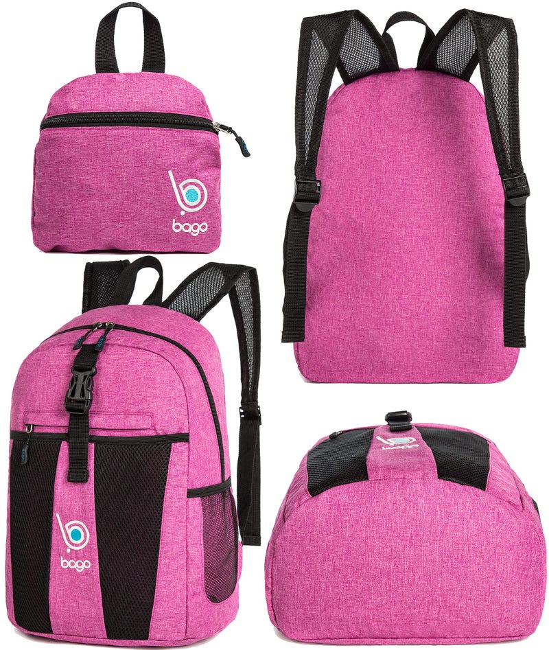 Bago Lightweight Backpack for Hiking for Women and Men - 25L Travel Day Pack - Foldable Hiking Daypack Ultralight for Camping Outdoor Sports - Packable Backpack for Travel (SnowPink) - Image 3